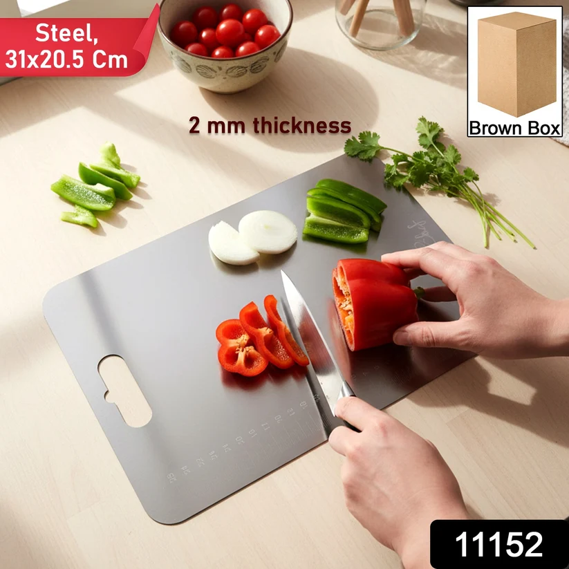 Large Stainless Steel Cutting Board – 31x20.5cm with Scale - Image 2